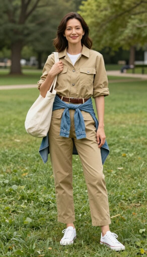5. Utility Jumpsuit + Sneakers