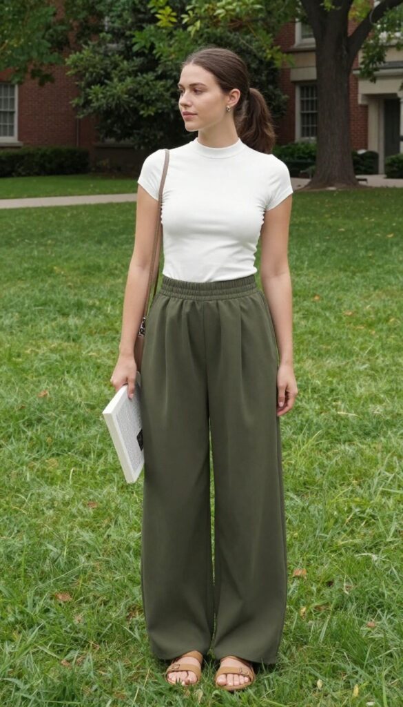 4. High-Neck Top with Palazzo Pants