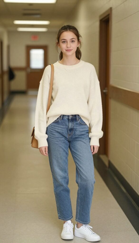 1. Classic Jeans and a Cozy Sweater