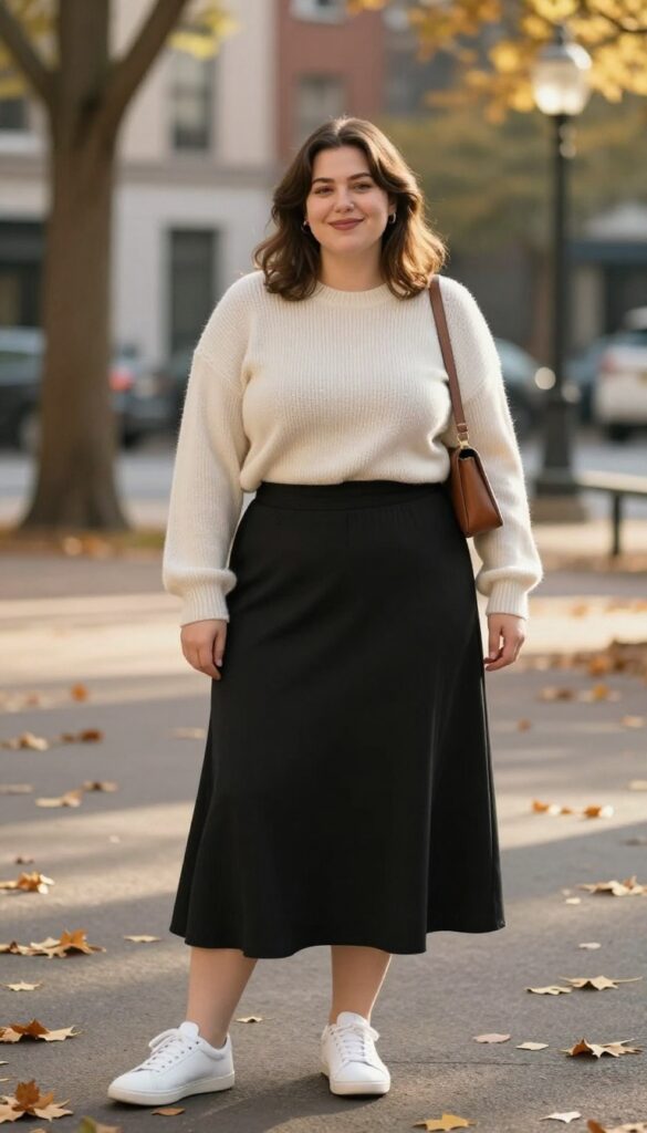 2. Midi Skirt and a Cozy Knit Sweater