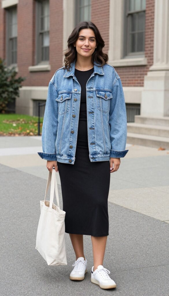 5. Denim Jacket and Slip Dress