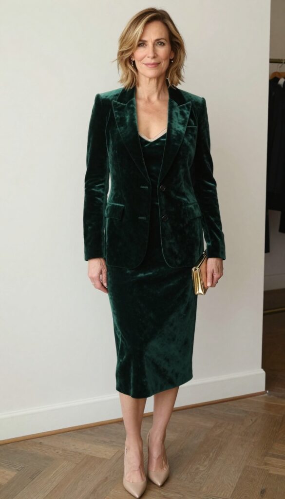 2. Velvet Blazer over a Slip Dress