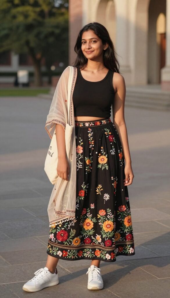 12. Crop Top and High-Waisted Skirt