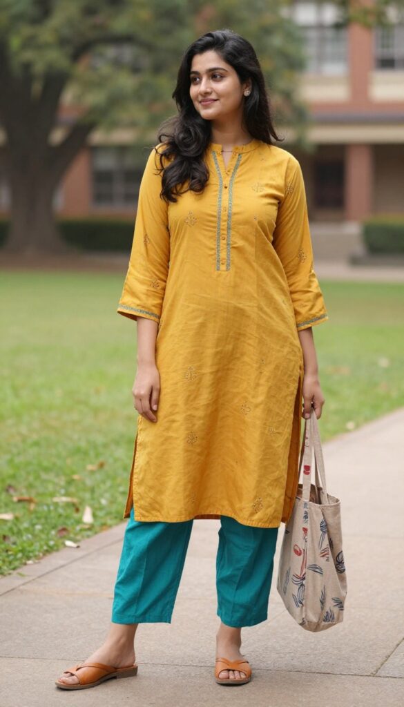 9. A-Line Kurta with Patiala Salwar and Mojaris