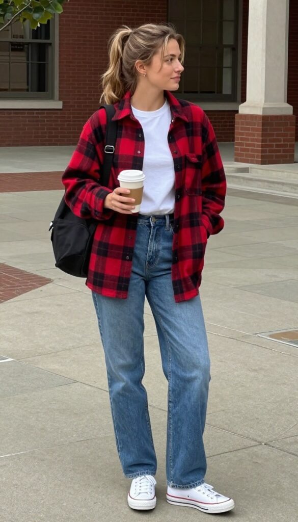 3. Flannel Shirt Over a Tee and Jeans