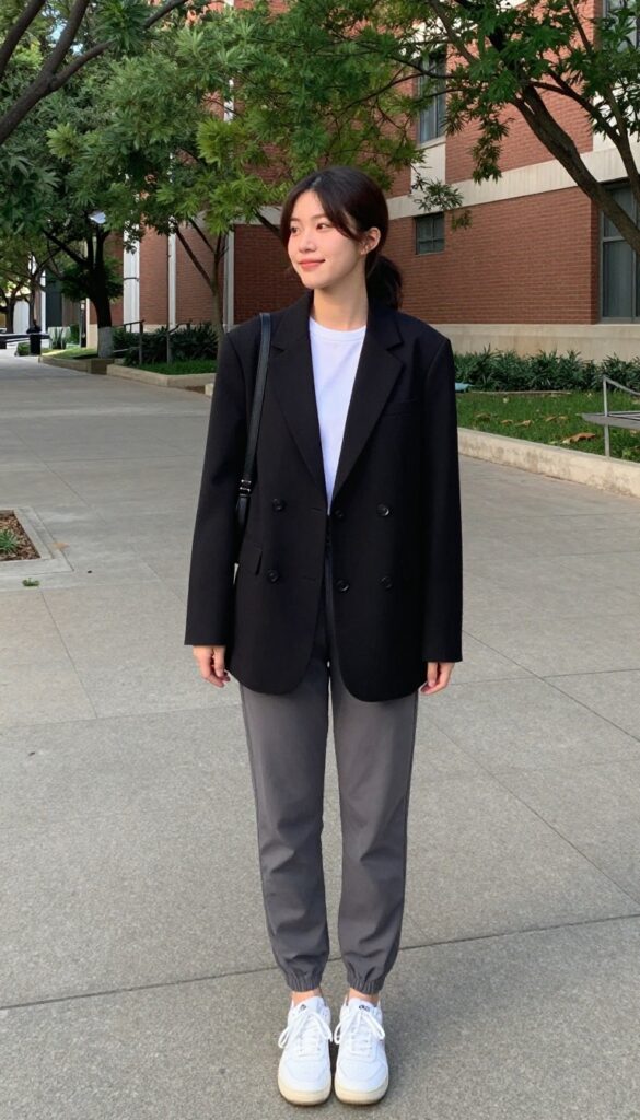 3. Athleisure Elevated: Joggers & a Blazer