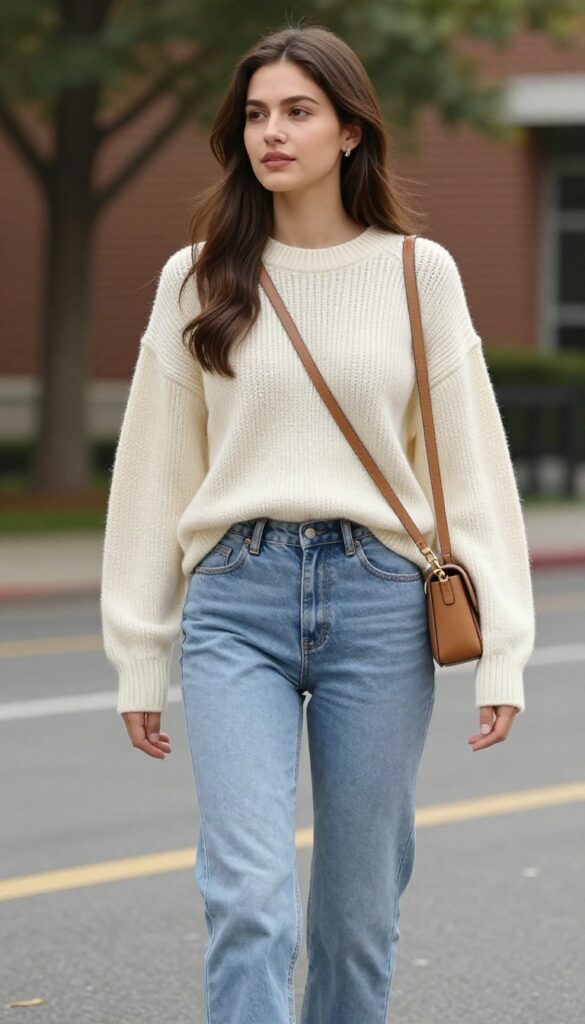 1. Classic Jeans and a Cozy Sweater