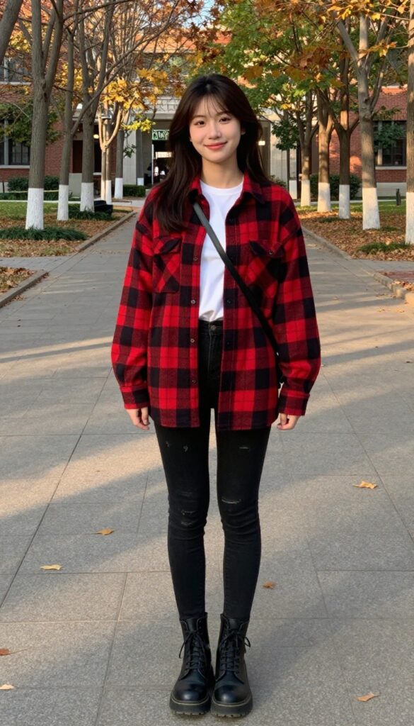 14. Flannel Shirt and Black Jeans