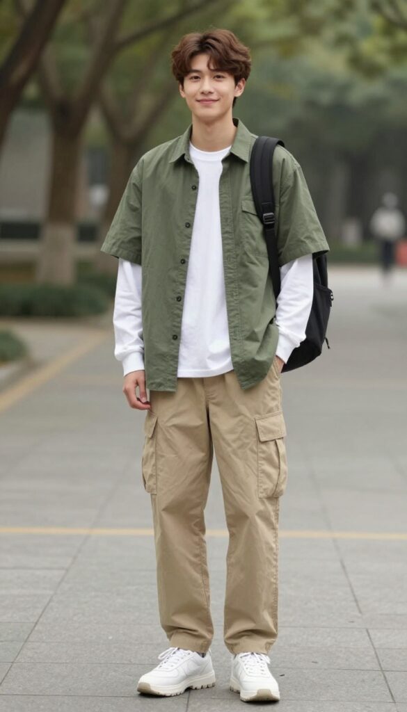 10. The Layered Tee and Open Shirt