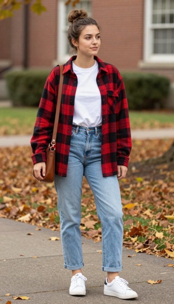 8. Flannel Shirt over a Graphic Tee and Jeans