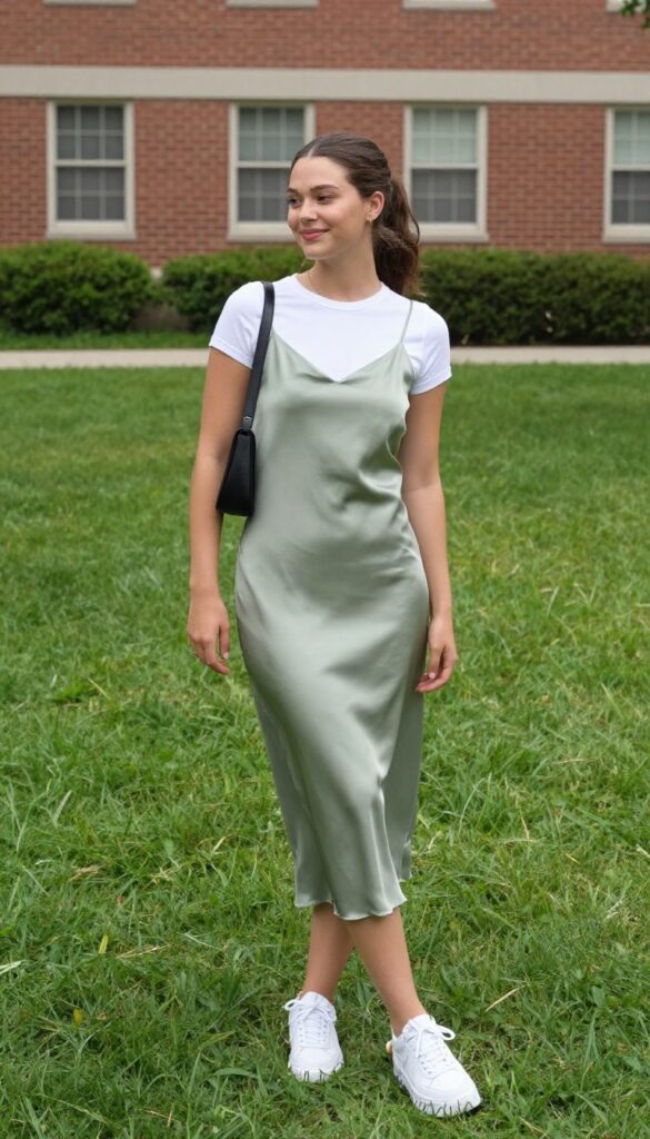 8. Slip Dress with T-Shirt Layering