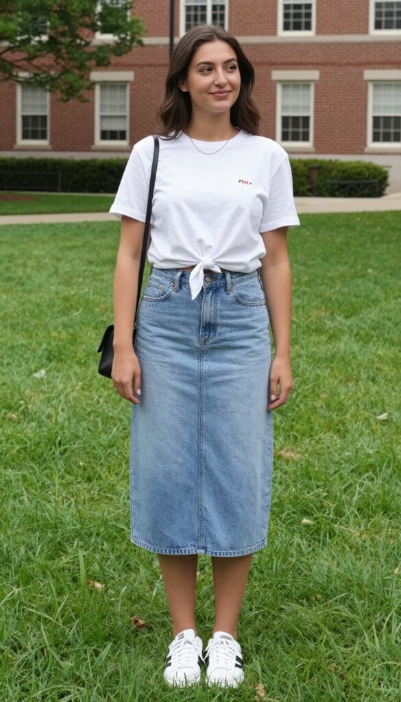 4. Denim Skirt and a Graphic Tee