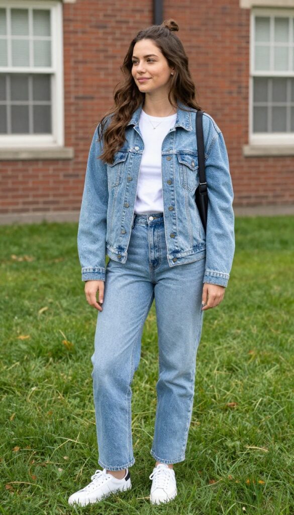 1. Classic Denim Jacket and White Tee
