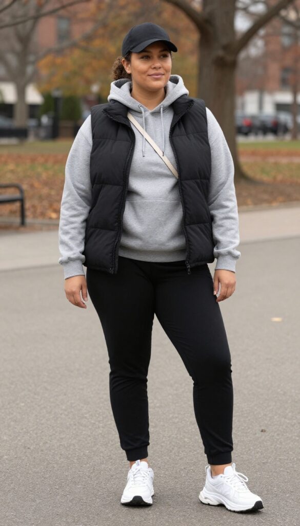 10. Puffer Vest + Hoodie + Joggers