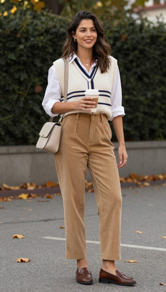 12. Knit Vest & Corduroy Pants