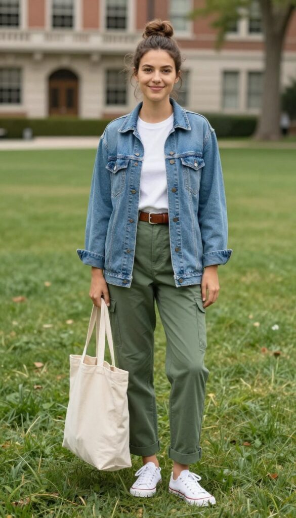 12. Jumpsuit and Denim Jacket