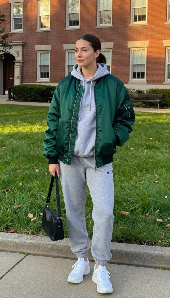 13. Bomber Jacket with a Hoodie and Joggers