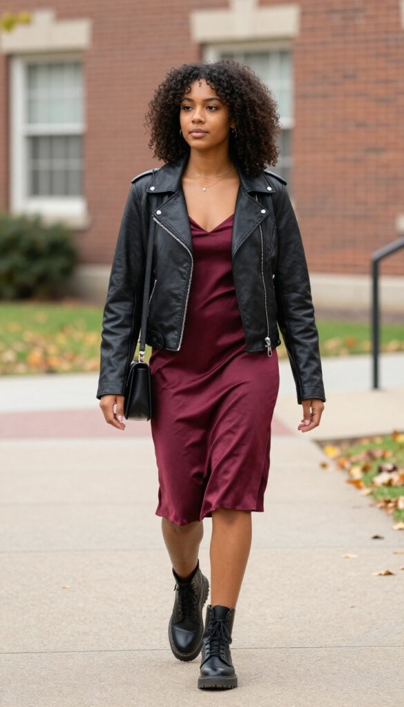12. Leather Jacket & Slip Dress