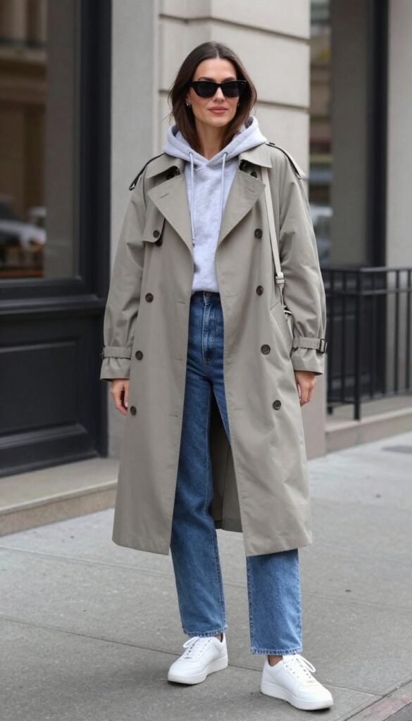 7. Hoodie Under a Trench Coat
