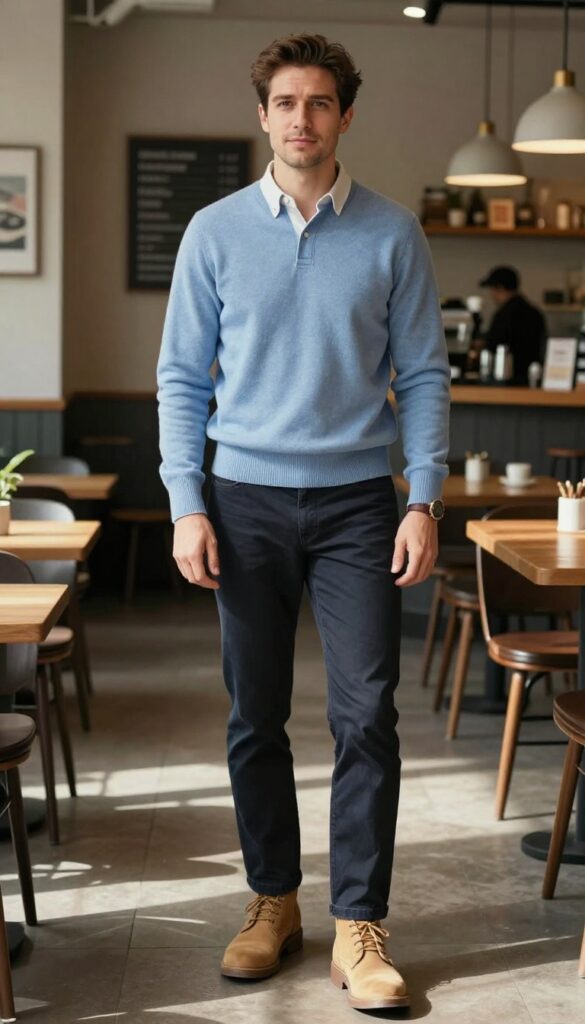 7. The Sweater Over a Button-Down