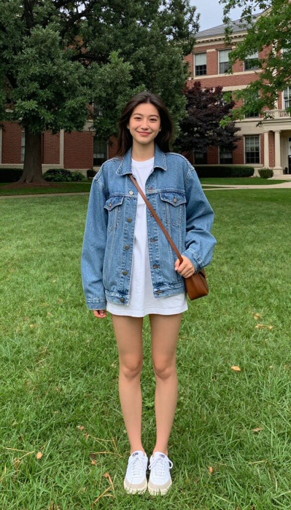 3. Denim Jacket Over a Dress