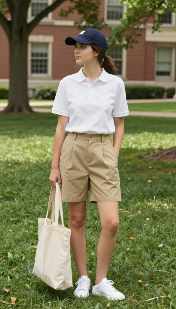 13. Polo Shirt and Pleated Shorts