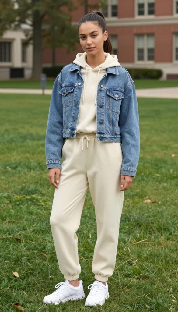 10. Denim Jacket and Joggers