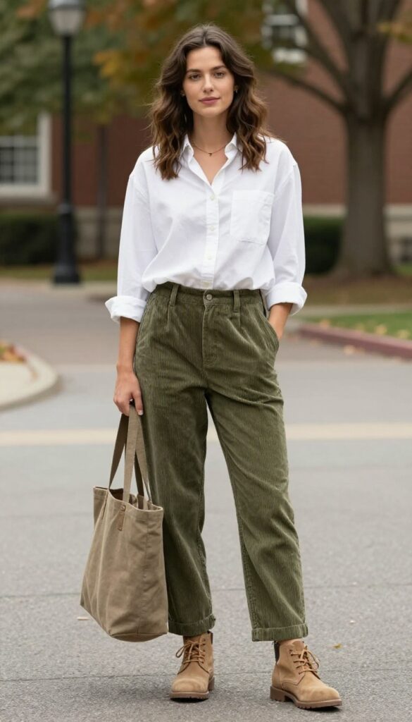 7. Corduroy Pants and a Button-Down