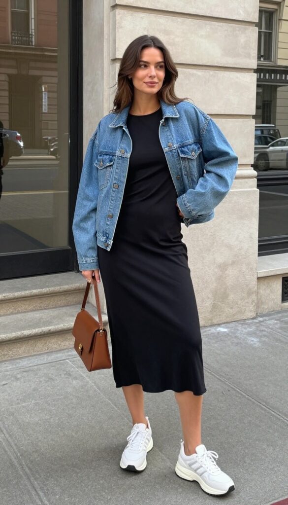 5. Denim Jacket over a Slip Dress