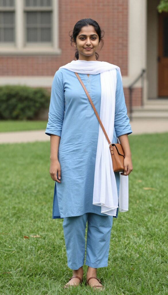2. Solid Kurta with Straight-Leg Pants and a Dupatta