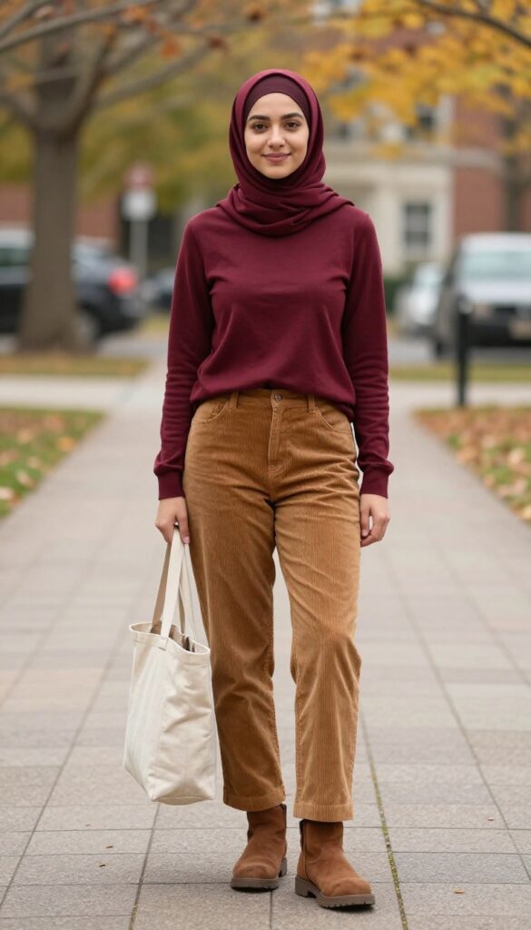 5. Turtleneck and Corduroy Pants