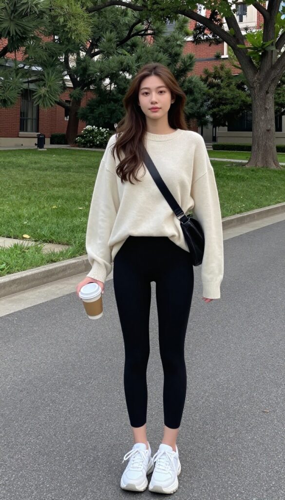 1. Oversized Sweater and Biker Shorts