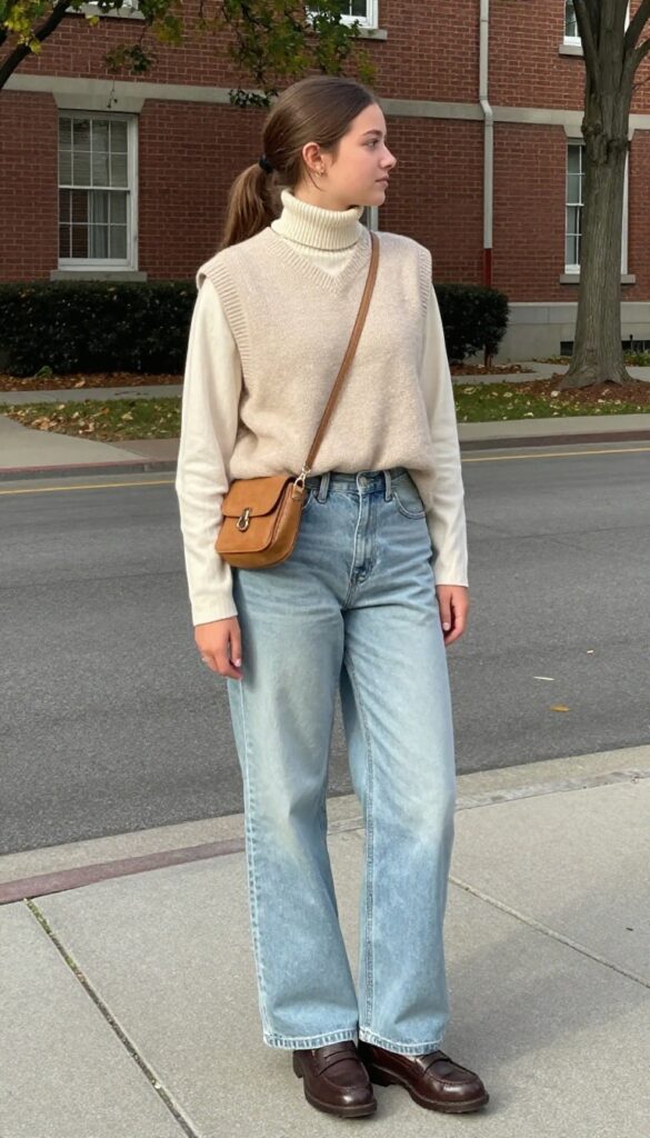 13. Sweater Vest Over a Turtleneck