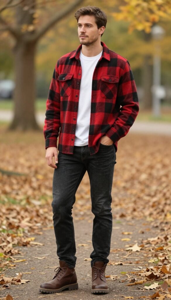 12. Plaid Flannel with Dark Wash Jeans