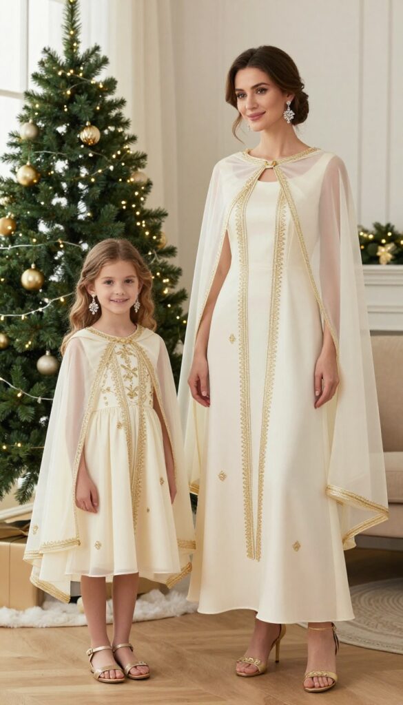 7. Gold and Ivory Gowns with Cape Dupattas