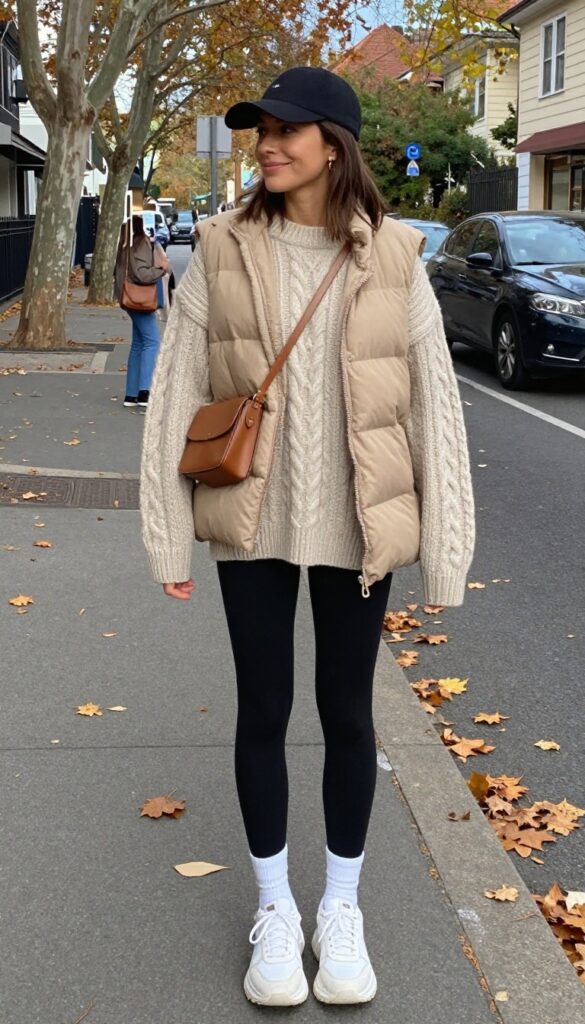 3. Oversized Sweater + Leggings + Chunky Sneakers