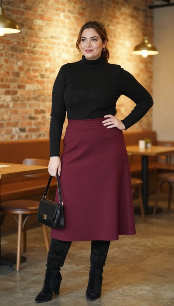 3. Midi Skirt and Turtleneck