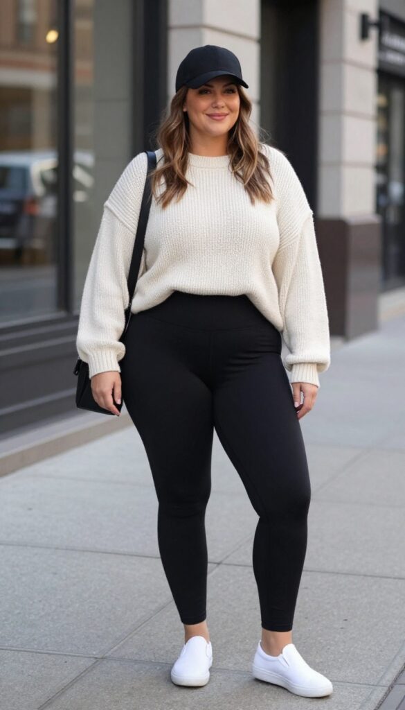 2. Black Leggings and an Oversized Sweater