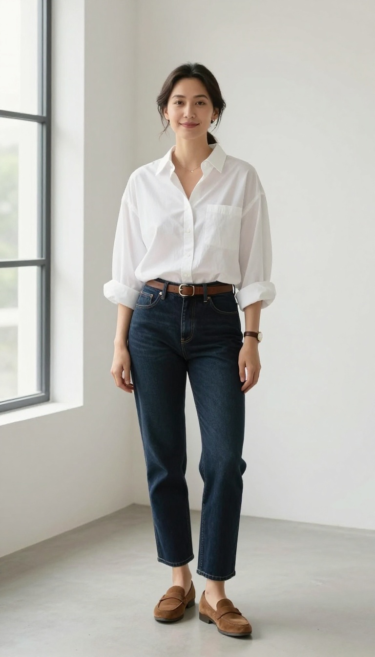 2. The Classic Oxford Shirt and Dark Denim