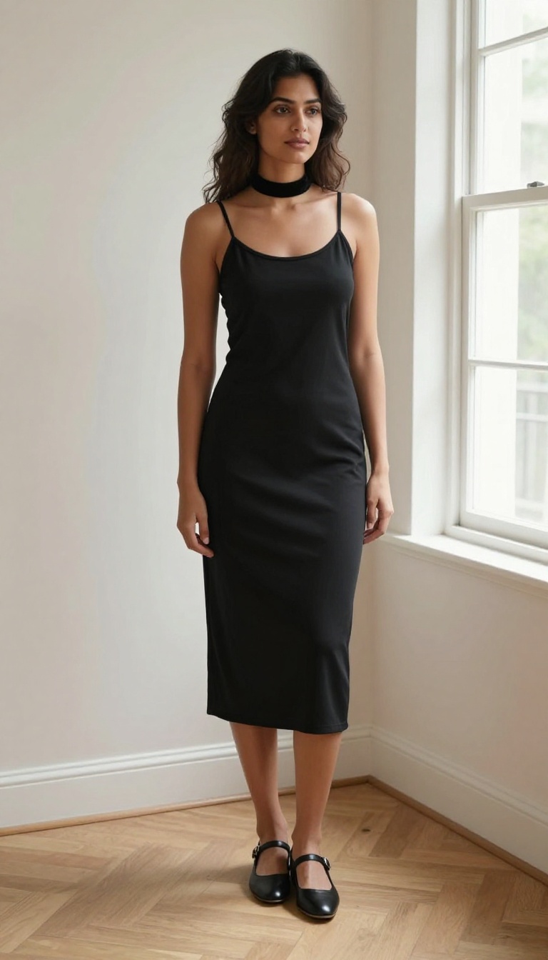 6. Velvet Choker and a Simple Dress