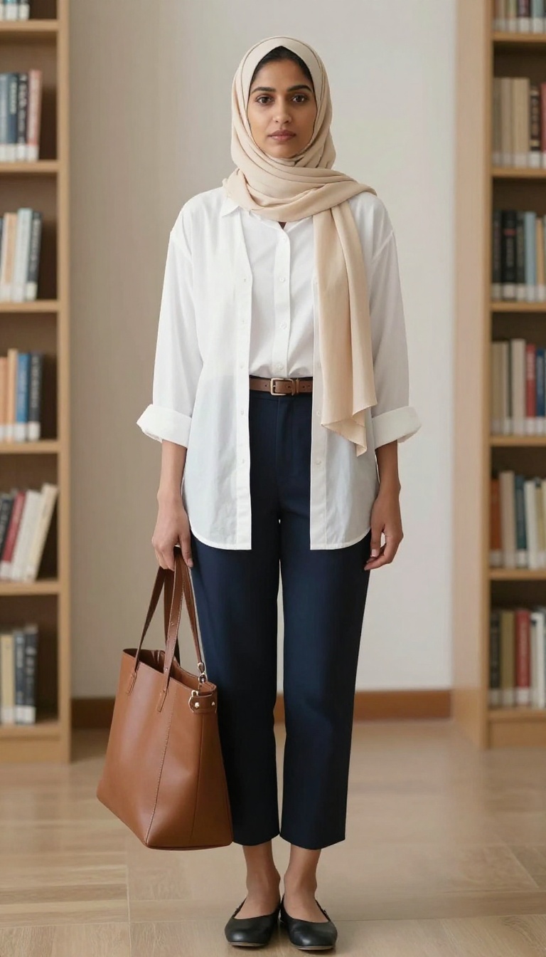 7. Button-Up Shirt + Cardigan + Culottes