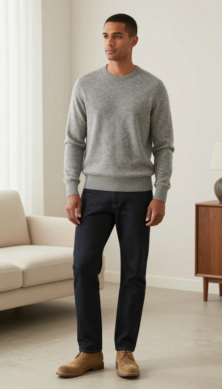 5. The Cashmere Crew and Dark Denim Ensemble