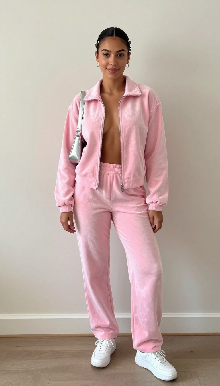 3. Velour Tracksuit with a Modern Fit