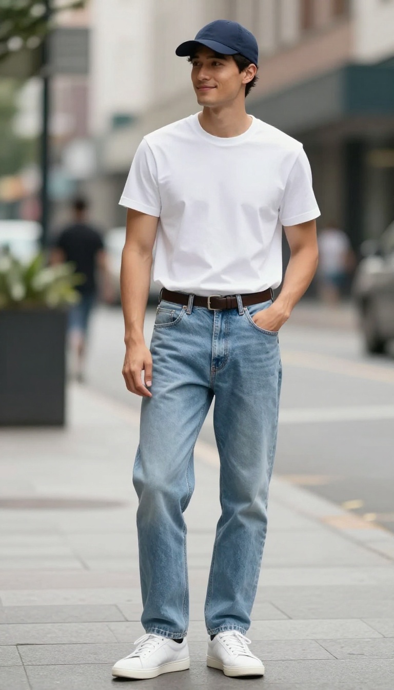 3. The High-Waisted Baggy Jean and Fitted Tee