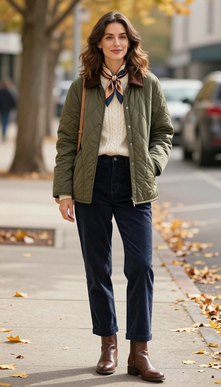 5. Quilted Jacket with Corduroy Pants