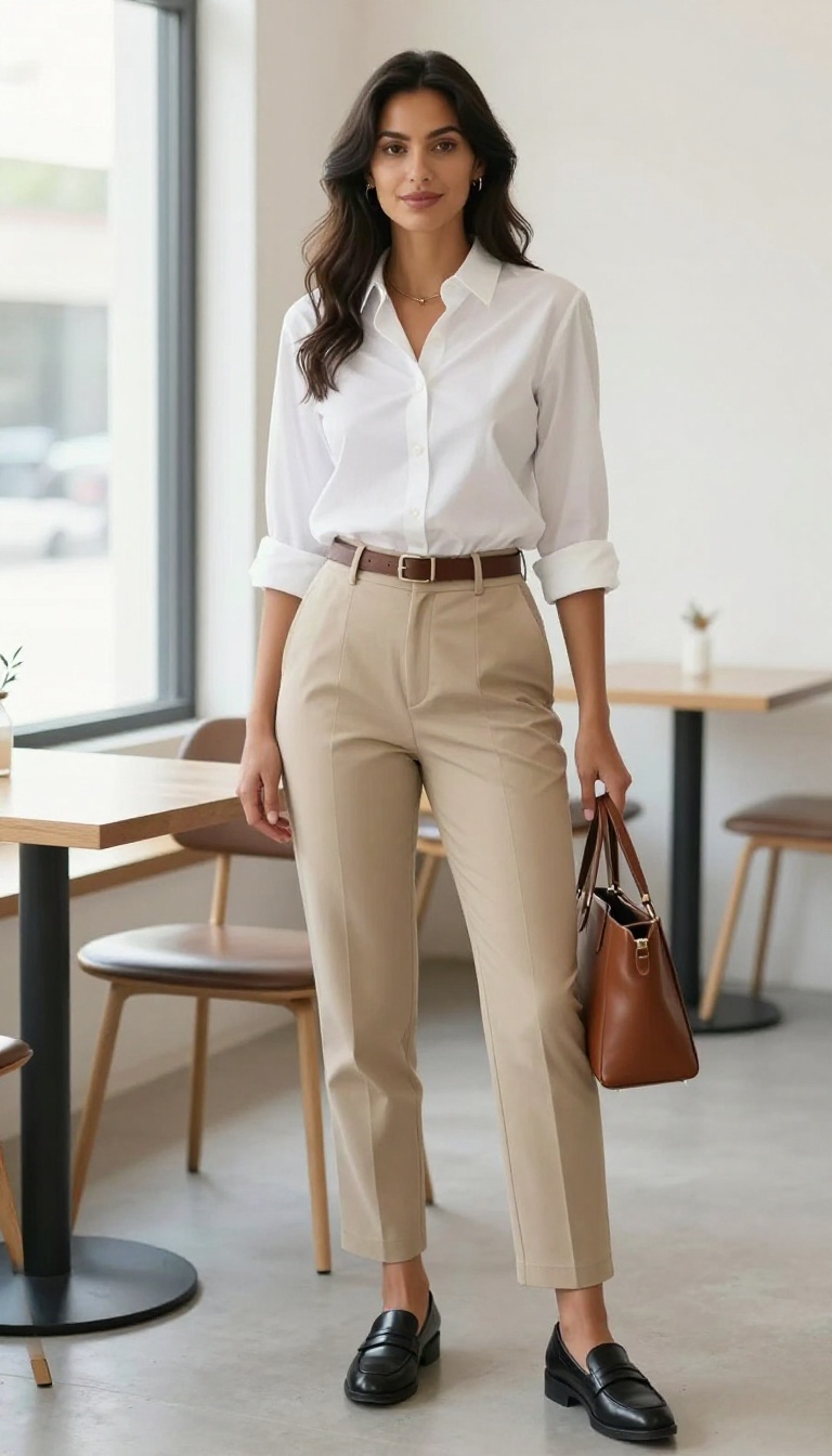 1. The Classic White Button-Down and Tailored Trousers