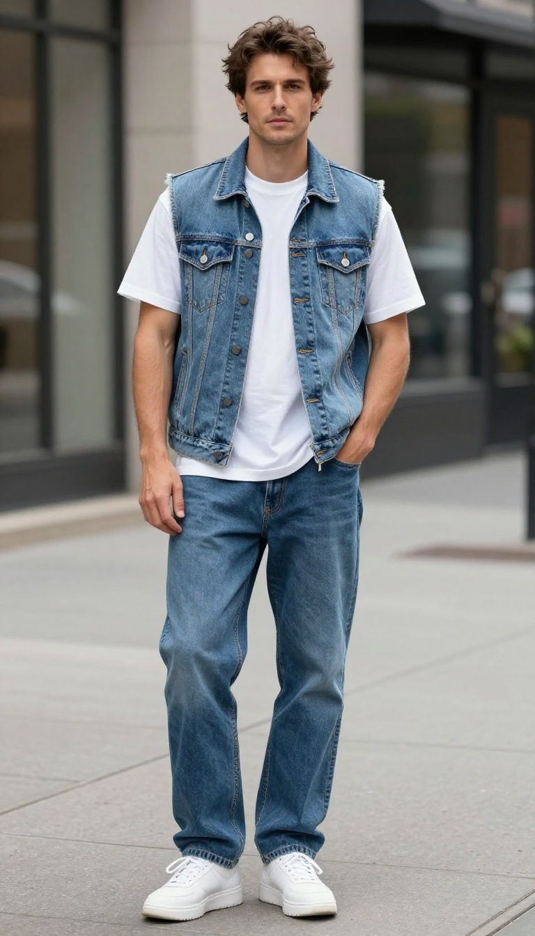13. The Layered Look with a Denim Vest