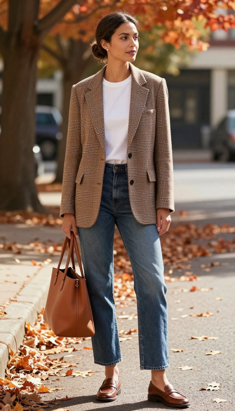 4. Plaid Blazer and Denim