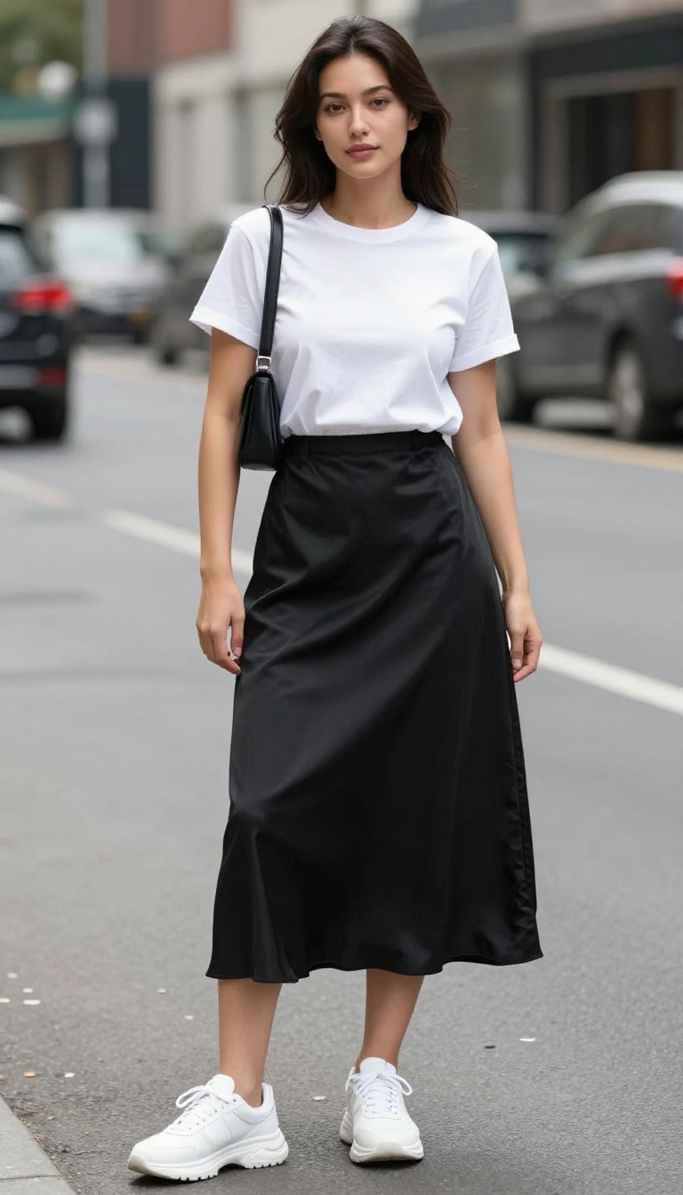 1. Slip Dress Over a White Tee