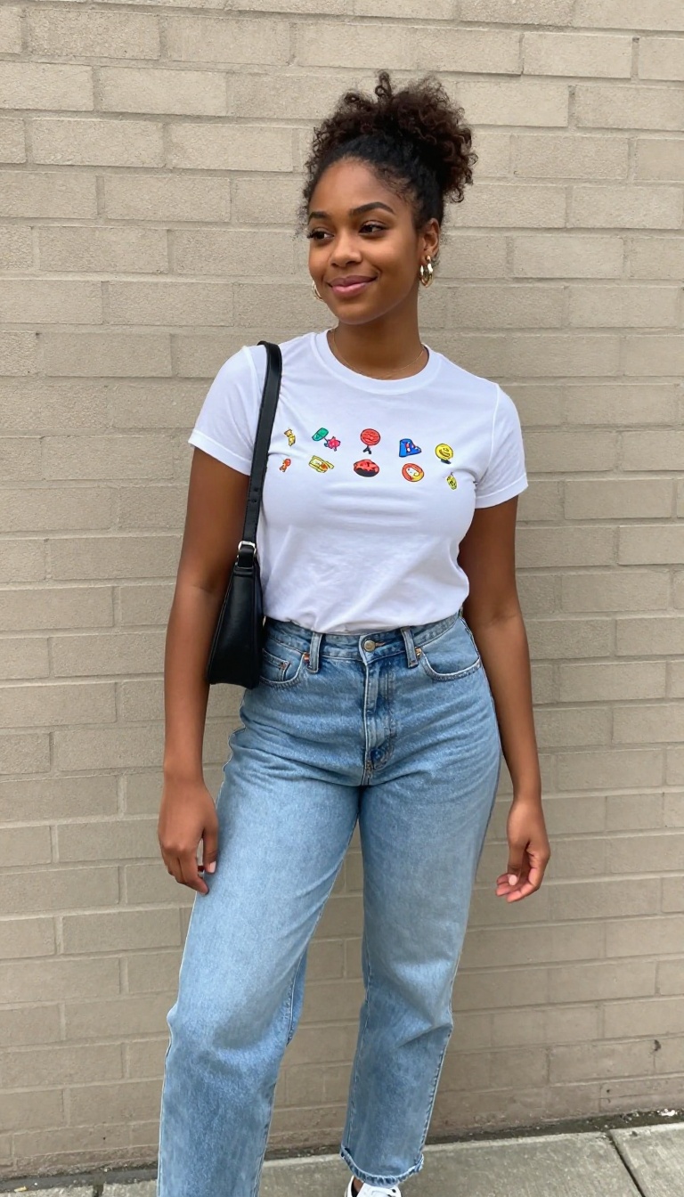 9. Baby Tee + High-Waisted Jeans